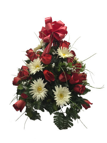 Premium Red Rose And White Daisy Basket