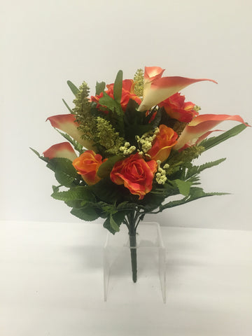Orange Rose and Calla Lily Mixed Bush