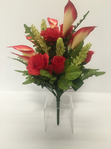 Red Rose and Calla Lily Mixed Bush